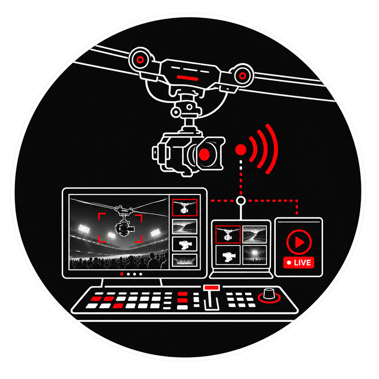 Sistema Cablecam profesional con cámara estabilizada