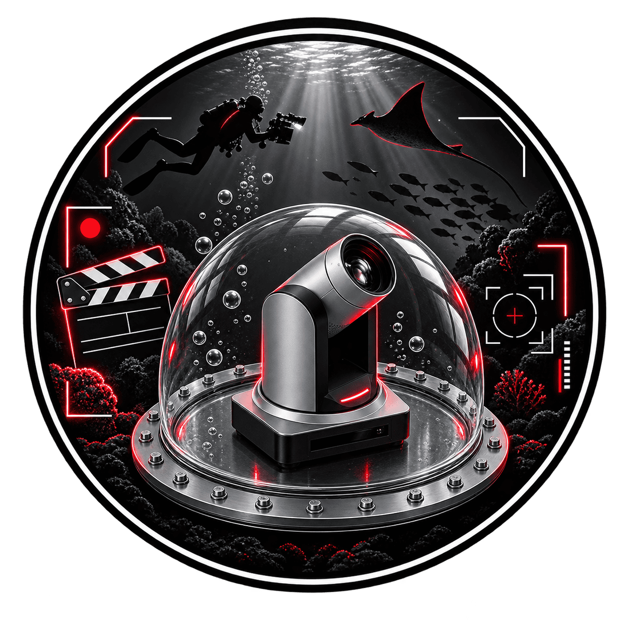 Icono de cámara subacuática profesional para producción audiovisual