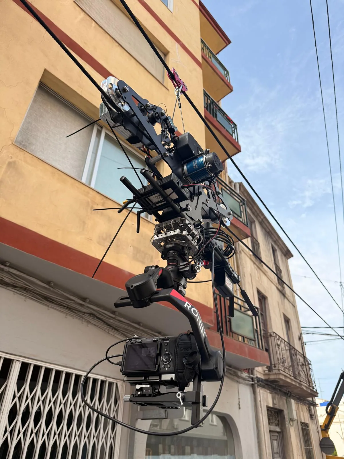 Cablecam NOXON de CS Stream con estabilizador y cámara Sony FX3 Cinema Line en Benissa